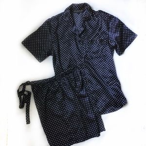Satin Shorts Set Navy w/White Polka Dots size S